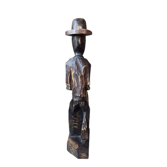 Vintage Wood Carved Figurine Male African Male Drummer Native Folk Art 13" - Picture 5 of 5